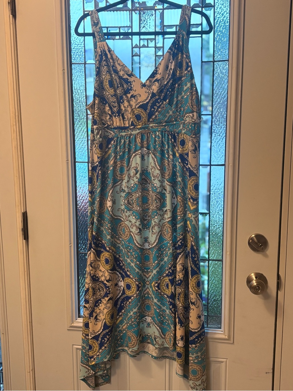 cleo Blue and Cream Paisley Maxi Dress